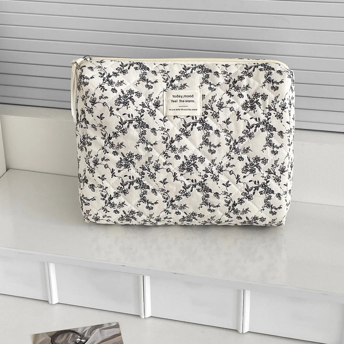 Large capacity Blushimmer makeup pouch with multiple compartments, ideal for travel cosmetics and beauty organizer.