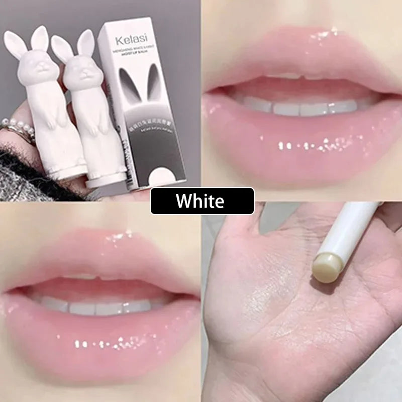Rabbit Moisturizing Lip Balm Purple Rose Tint Crystal Jelly Colored Anti-chapped Lip Care Smoothens LipLines Base Clear Lipstick