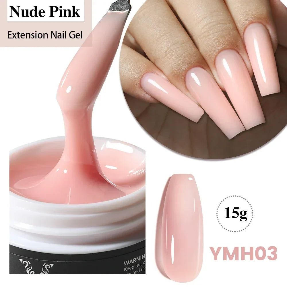 Blushimmer YOKEFELLOW 15g nude pink clear gel extension nail polish with UV/LED soak-off acrylic gel for building and extending nails