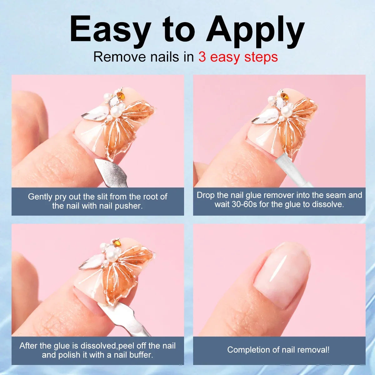 Blushimmer 10ML nail gel remover bottle with liquid remover for quick, safe fake nail and gel removal in nail salon supplies
