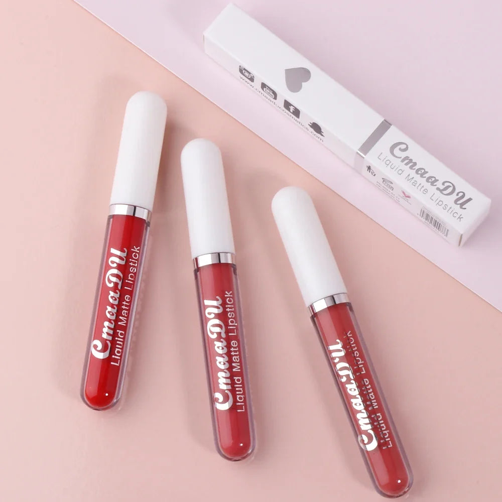 CmaaDu 1 Pcs Matte Lip Gloss Liquid Lipstick- Lip Stains with Long-Lasting Waterproof, Adult Age Range, Red Tones Easy to Color