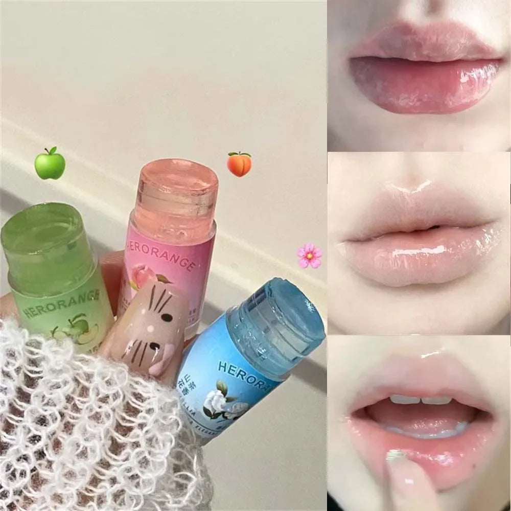 Blushimmer transparent coconut lip balm and jelly lip gloss with moisturizing, hydrating, and anti-drying properties.