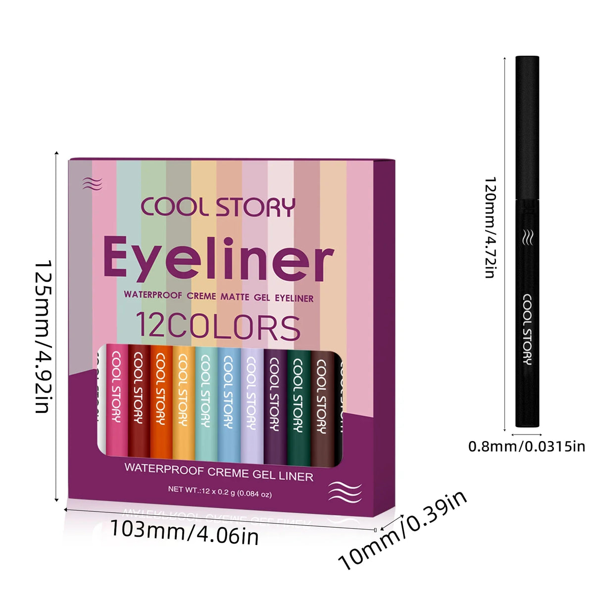 Blushimmer COOL STORY 12-color matte eyeliner gel pencil set with creamy, waterproof, silky smooth eyeshadow and body paint pencils.