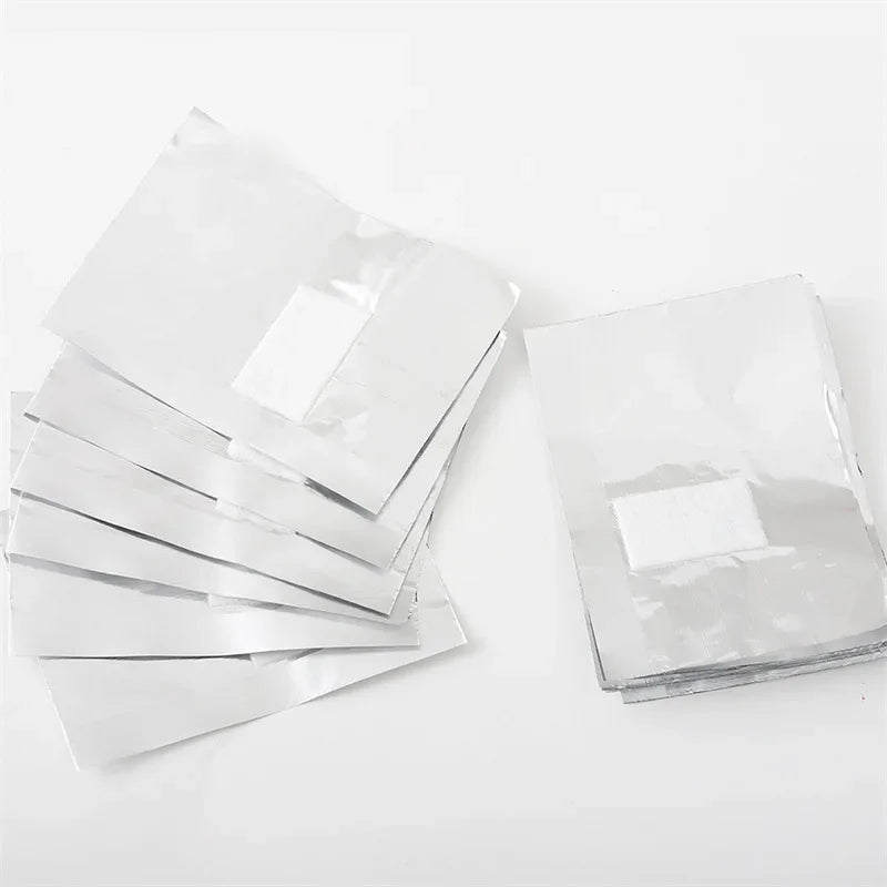 Blushimmer 100-pack aluminum foil nail removal wraps with towels for soak-off gel polish and manicure nail art removal.