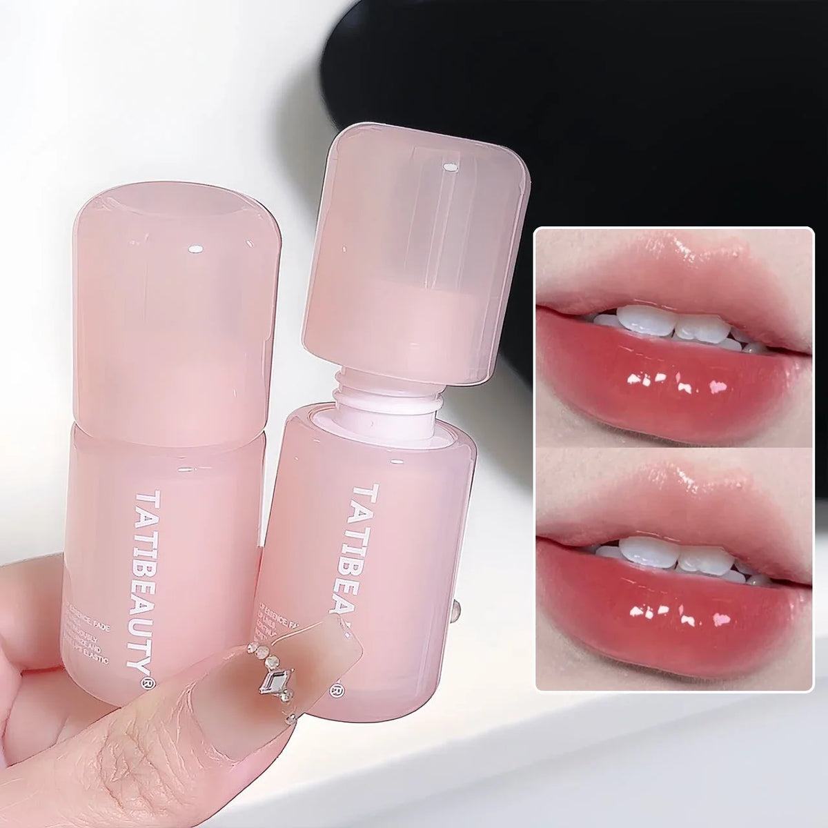 Blushimmer DIKALU crystal jelly water lip gloss and lipstick in vibrant shades, hydrating, plumping, and moisturizing for lips.
