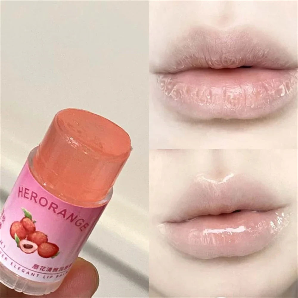 Blushimmer transparent coconut fruit lip balm with moisturizing jelly texture, hydrating lip care and anti-drying properties.