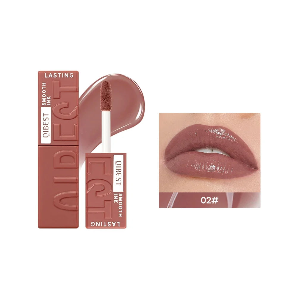 Blushimmer QIBEST 8-color watery lip gloss with waterproof, long-lasting, moisturizing liquid lipstick and mirror for women makeup.