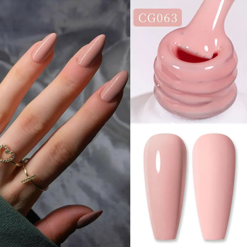 Blushimmer BORN PRETTY Jelly Nude Gel Nail Polish 10ml in light pink peach, translucent UV cure gel for DIY nail art.