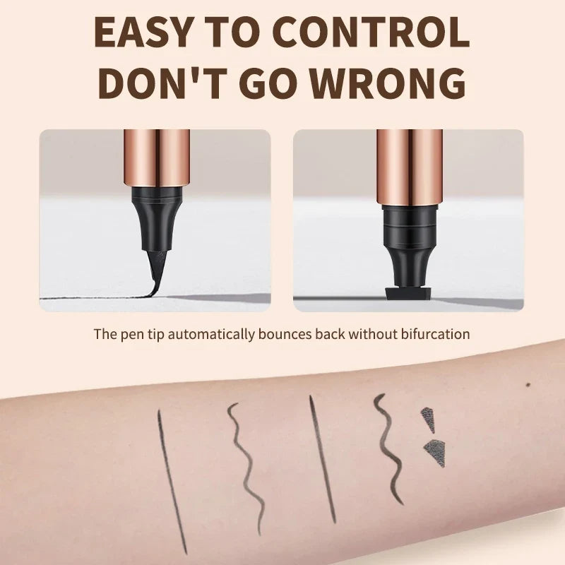 Blushimmer O'CHEAL waterproof black liquid eyeliner pen with dual heads, fast-drying and perfect for precise eye makeup application.
