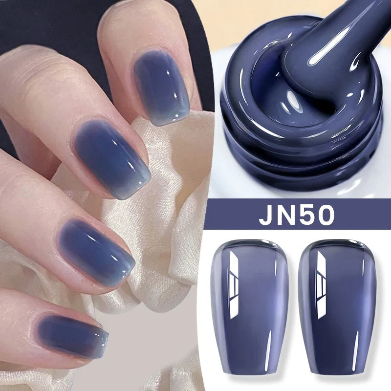 Blushimmer Born Pretty Jelly Nude Gel Nail Polish in light pink peach, 10ml translucent UV cure gel for DIY nail art.