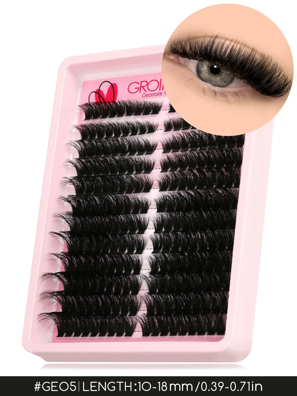 Blushimmer GROINNEYA Lashes Clusters with wispy, fluffy individual lashes for volume and natural cat-eye makeup look.