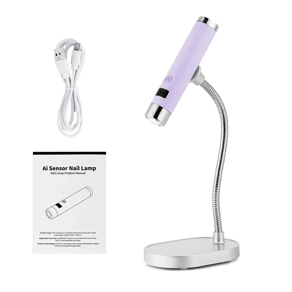 Blushimmer portable UV nail dryer with rechargeable gel lamp, flexible hose, LED light, ideal for gel nail art and professional manicure use