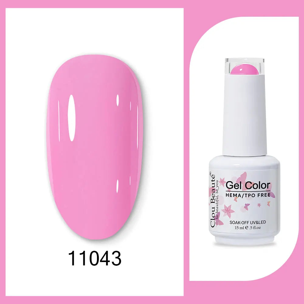 Clou Beaute 15ml neon gel nail polish base and top coat in red, black, white, green, with velvet finish, semi-permanent, 400 colors.