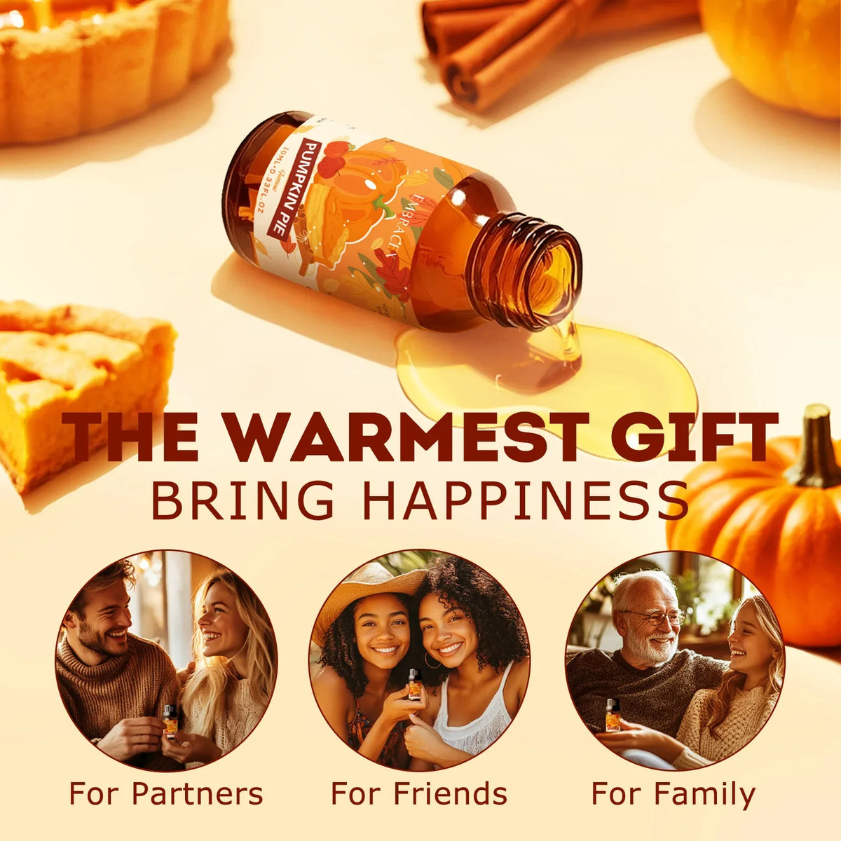 Blushimmer pumpkin pie fragrance essential oil in 10ml bottle, ideal for car aromatherapy and aroma diffusers.