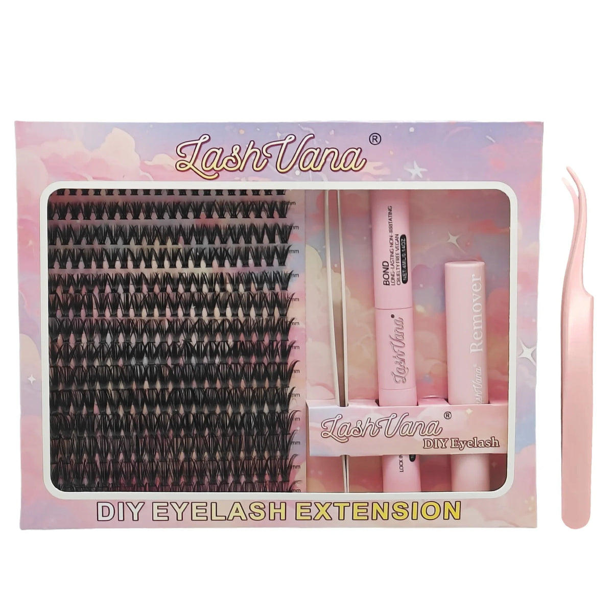 DIY Lashes Extension Kit Eyelashes 40D 8-16mm 240PCS Clusters Lash Bond and Seal Makeup Tools for Gluing Lashes Gluing Glue