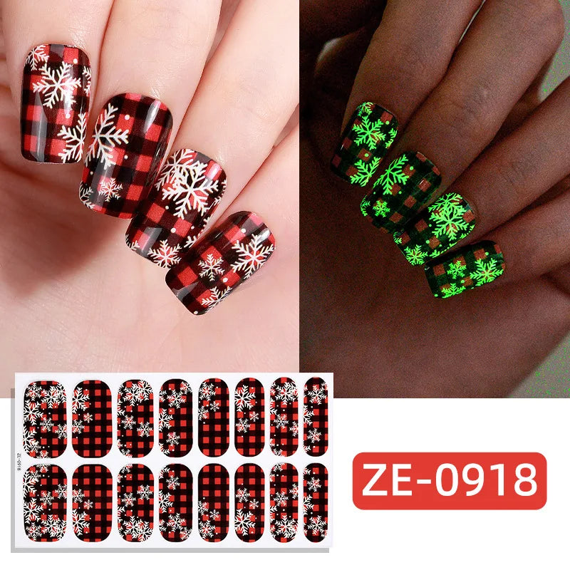Gradient cat eye nail art stickers by Blushimmer, 16-piece waterproof self-adhesive glitter false nail decals on a white background.