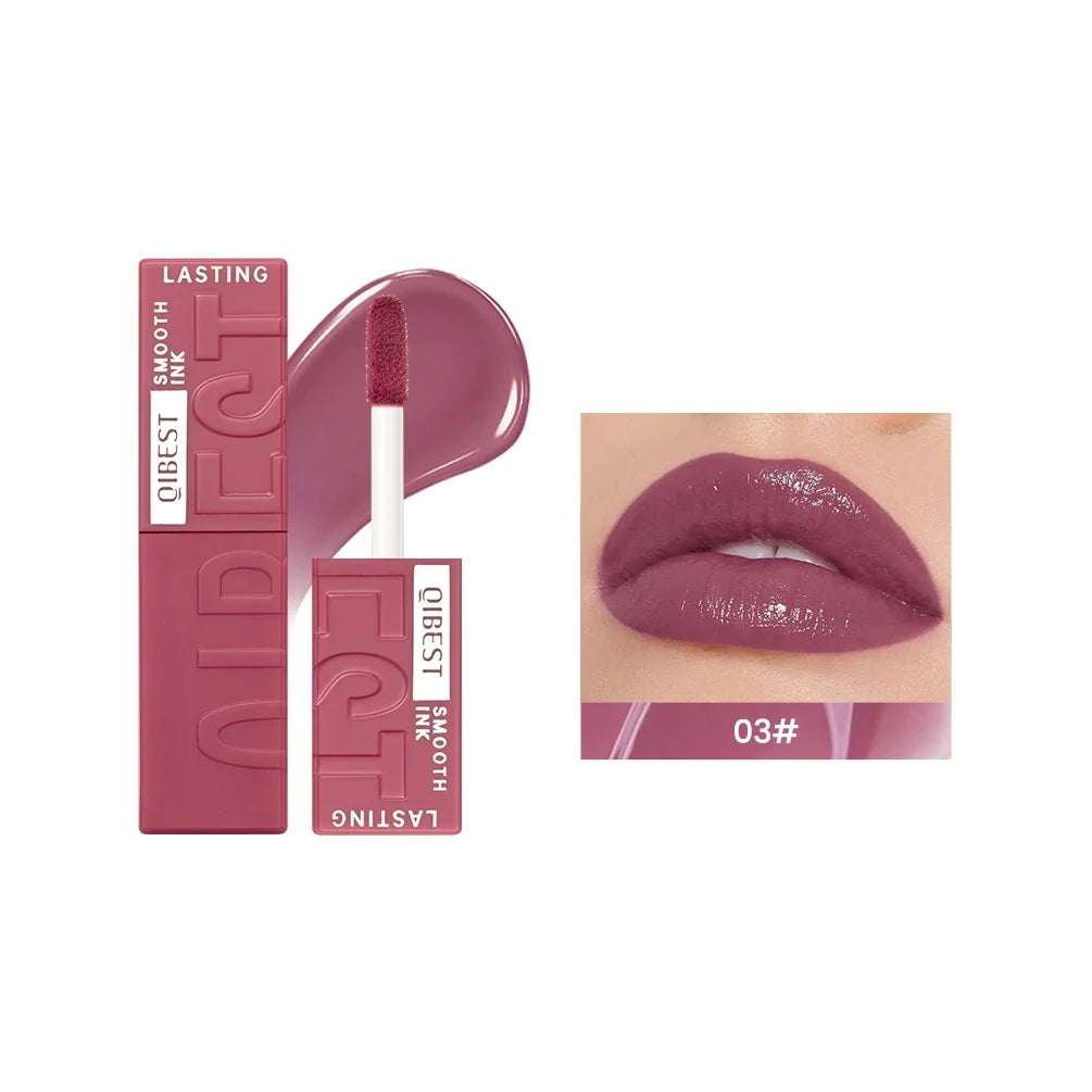 Blushimmer QIBEST waterproof 8-color watery lip gloss with mirror, long-lasting, moisturizing liquid lipstick for women makeup.