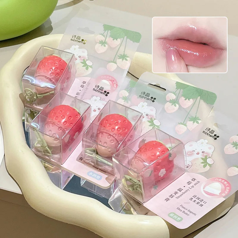 Blushimmer Shiji Strawberry temperature-changing lip balm with intense hydration, softening and protecting lips, perfect for students.