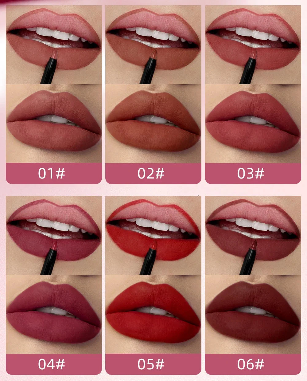 2 In 1 Double-end Lipgloss Lipliner Moisturizing Lipgloss Waterproof Long Lasting Matte Lip Liner Pen Makeup Lipliner 6 Colors