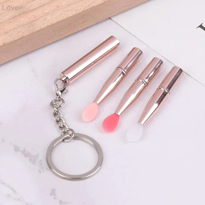 Blushimmer multifunctional silicone lip brush with cover and keychain, ideal for lipstick and eye shadow application, dustproof design