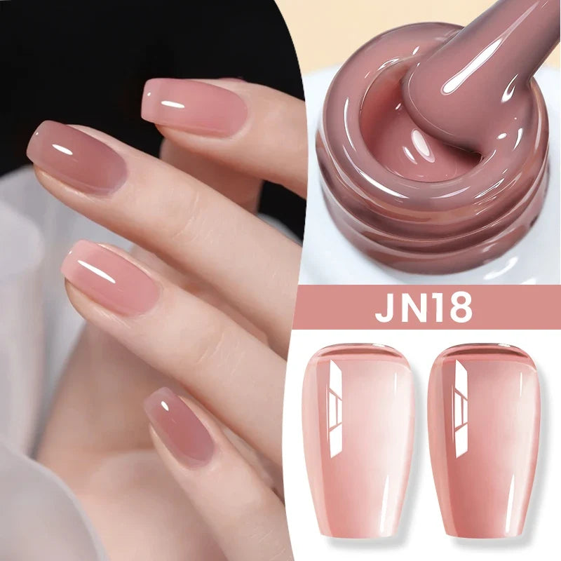 Blushimmer Born Pretty Jelly Nude Gel Nail Polish in light pink peach, 10ml translucent UV cure gel for DIY nail art at home