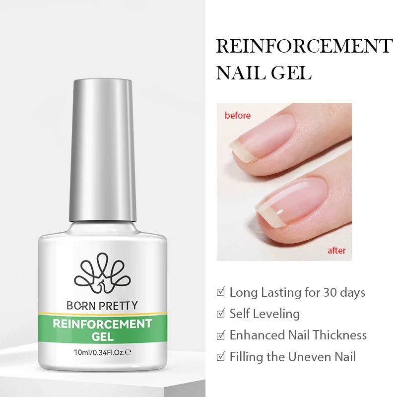 Blushimmer Born Pretty Jelly Nude gel nail polish in light pink peach, 10ml, translucent UV light cure gel for DIY nail art.
