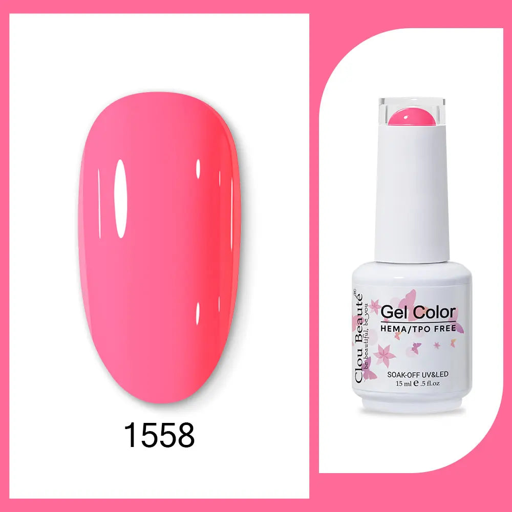 Blushimmer Clou Beaute 15ml neon red, black, white, green semi-permanent gel nail polish with velvet top coat and 400 color options