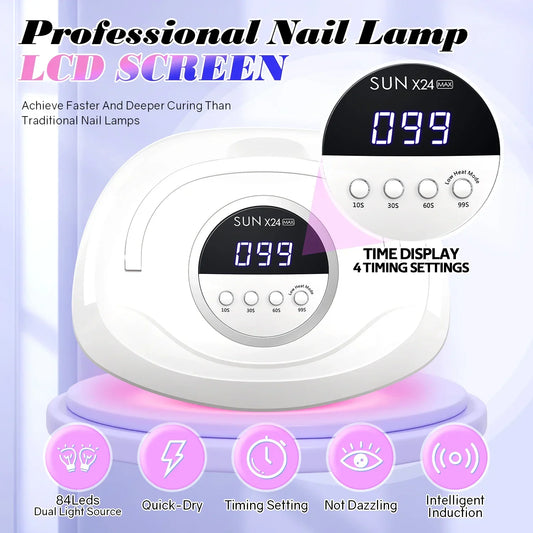 Blushimmer 380W UV LED Nail Dryer with 84 LEDs, auto sensor, quick-drying manicure lamp for curing nail polish and nail art.