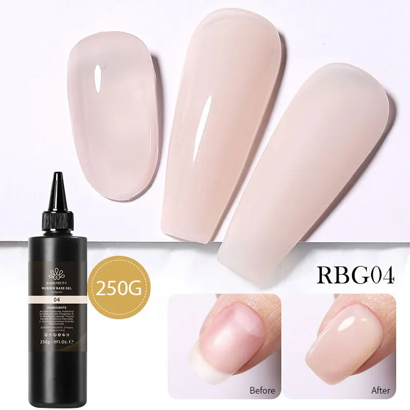 Born Pretty milky white jelly nude gel nail polish refill package by Blushimmer, semi-permanent UV gel, translucent and soak-off ready.