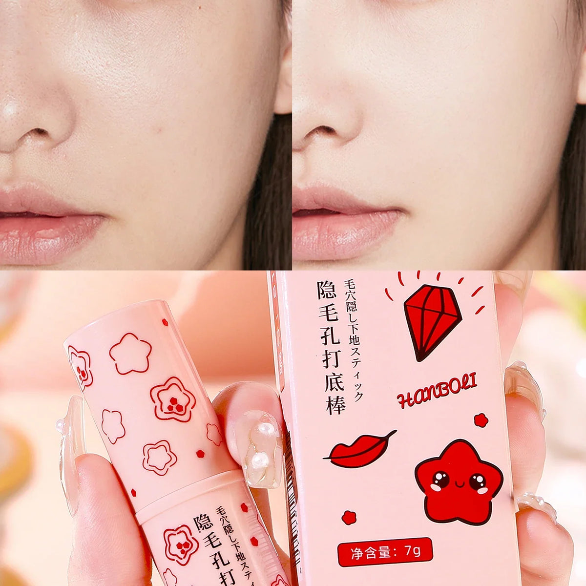 Blushimmer invisible pore cream stick for face, moisturizing, matte finish, oil control, smooth brightened skin, primer for flawless look