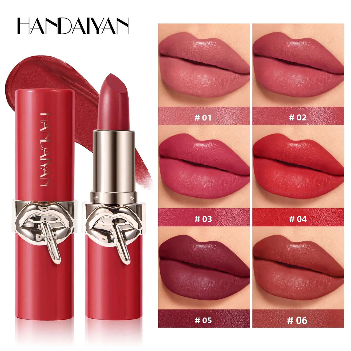 Blushimmer long-lasting velvet lipstick in six shades, creamy, moisturizing, waterproof, non-stick lip makeup for women.