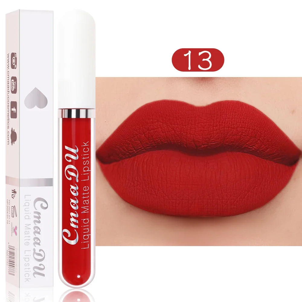 CmaaDu 1 Pcs Matte Lip Gloss Liquid Lipstick- Lip Stains with Long-Lasting Waterproof, Adult Age Range, Red Tones Easy to Color