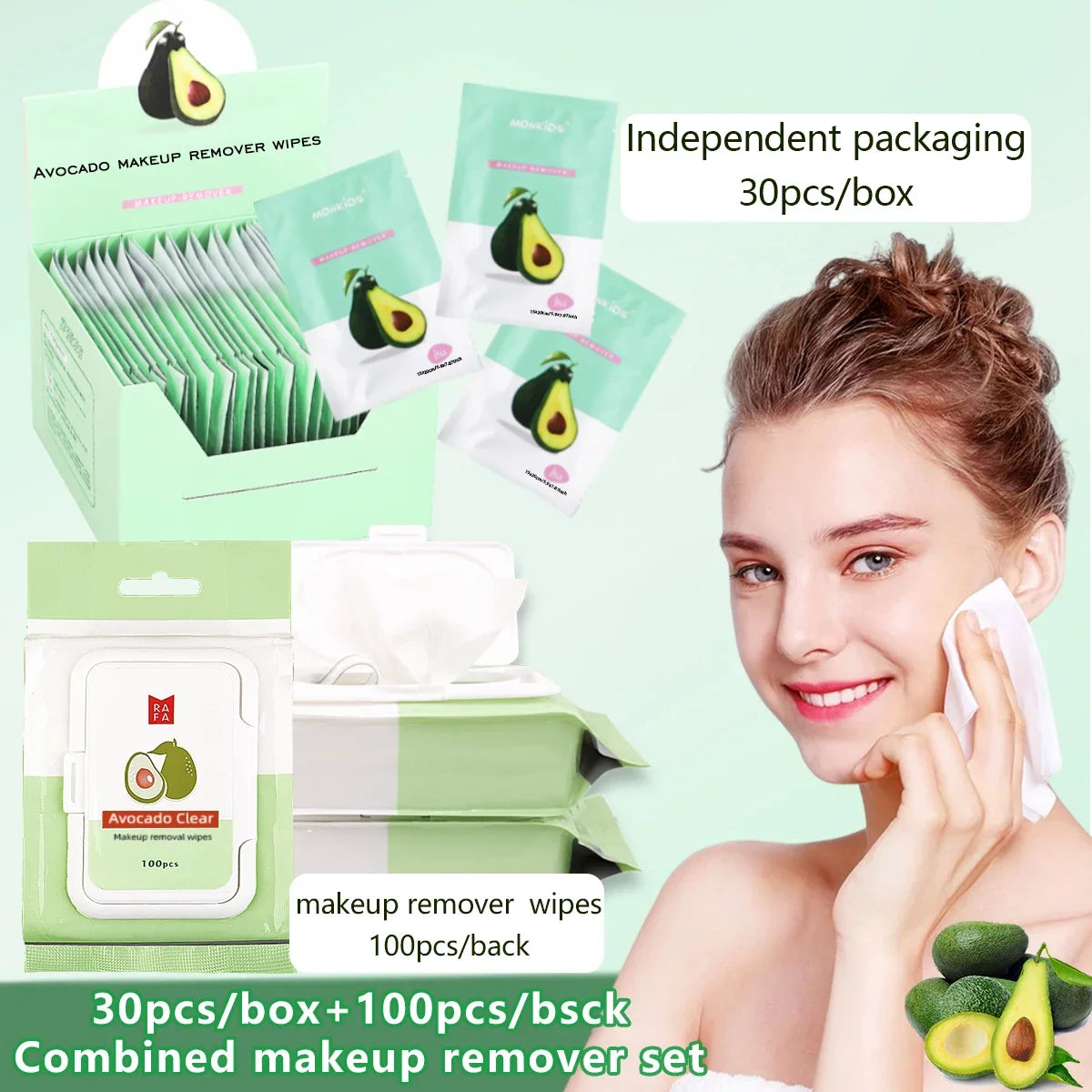 Blushimmer facial makeup remover wipes, one pack and one box of individually packaged facial makeup remover wipes, for gentle cleansing.