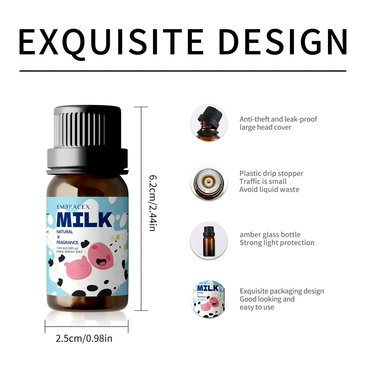 Blushimmer 10ml milk fragrance perfume essential oil bottle, long-lasting aromatherapy oil for women, car diffuser, gift idea