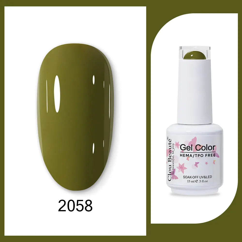 Blushimmer Clou Beaute 15ml neon gel nail polish with red, black, white, green colors and velvet finish, semi-permanent gel varnish