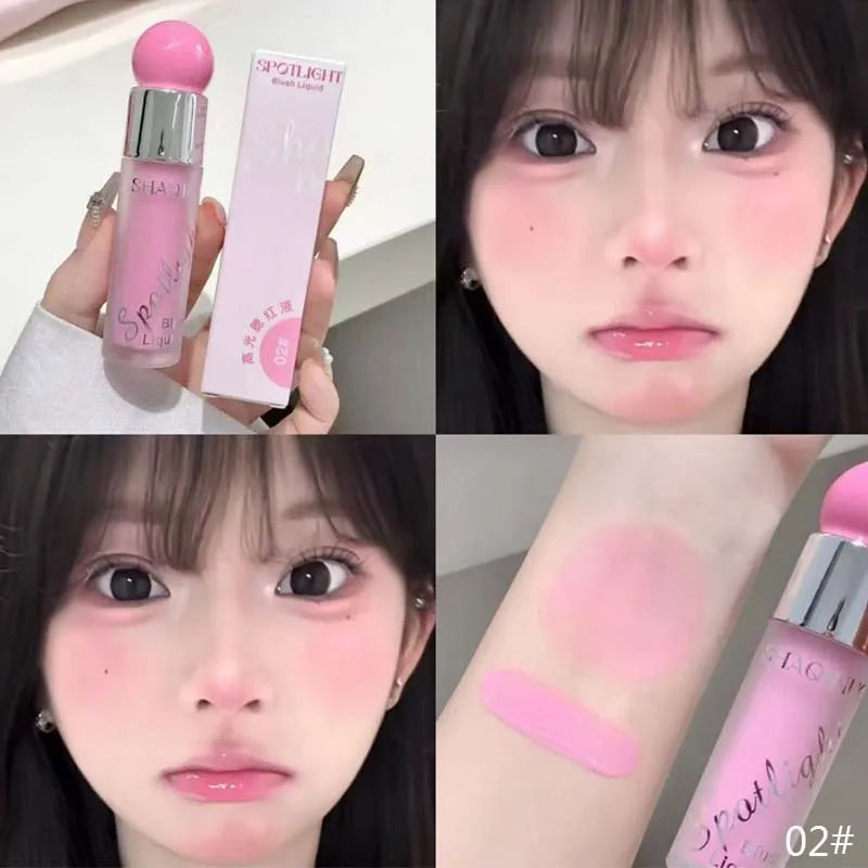 Blushimmer liquid blush in nude pink, water-light jelly formula with a warm tone, brightening face for Korean-style makeup.