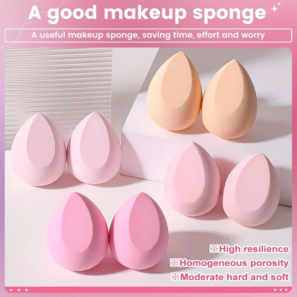 Set of 8 pink makeup sponges by Blushimmer, hydrophilic latex-free blenders for foundation, powder, and cream application.