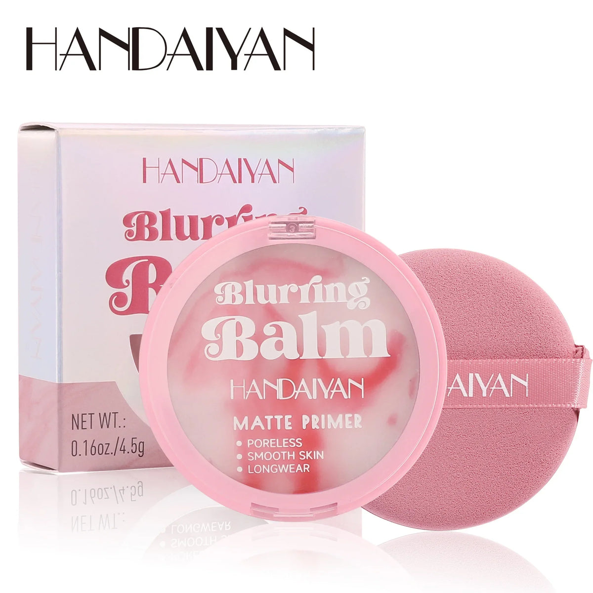 Blushimmer natural oil control loose face powder with puff, matte waterproof finish, brightening facial makeup product.