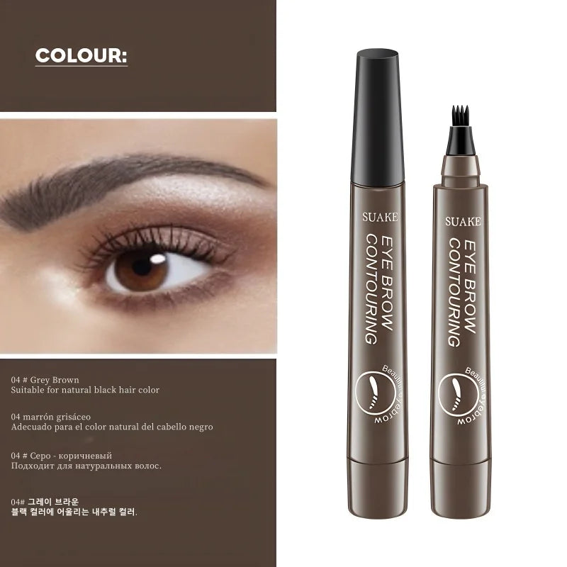 4D Microblading Eyebrow Pen 4 Forks Tip Eyebrow Tattoo Pencil Long Lasting Fine Sketch Liquid Eye Brow Make Up