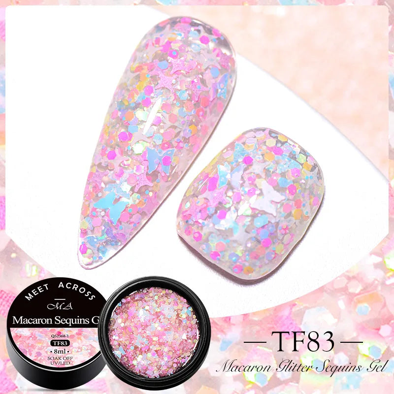 Blushimmer Meet Across pink dried flower gel nail polish with natural flower accents, UV and LED soak-off nail art gel for nails.