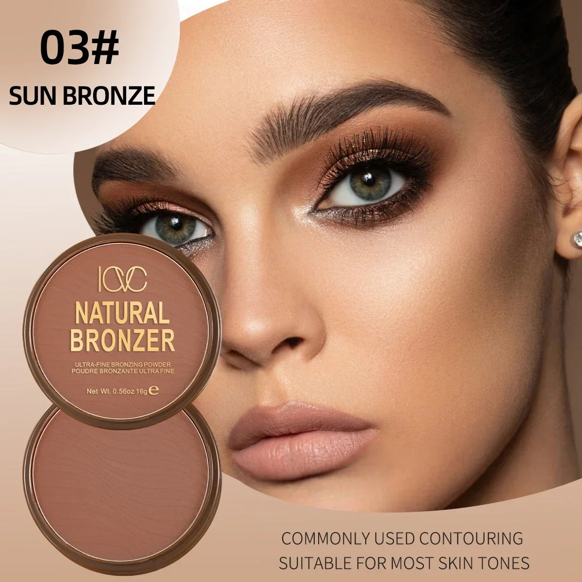 Blushimmer dark skin bronzer contour palette with matte brown shades for nose contour, cheek profile, and natural face modification.