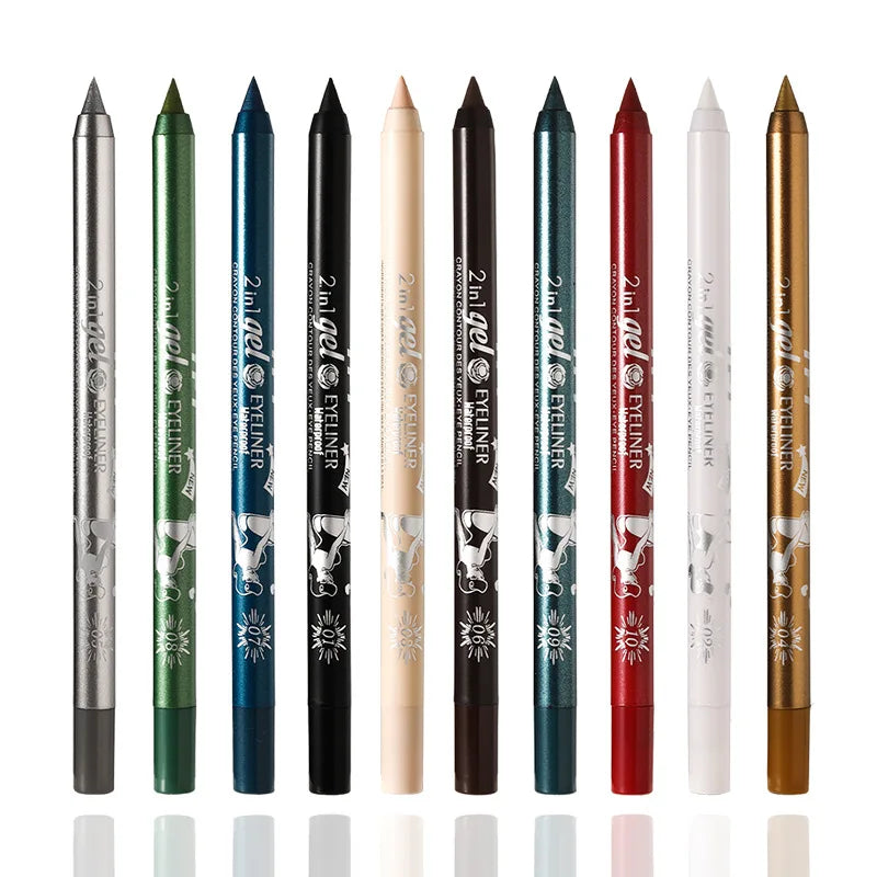 Blushimmer waterproof gel eye liner pen with vibrant blue, black, and white pigments for long-lasting eye makeup.