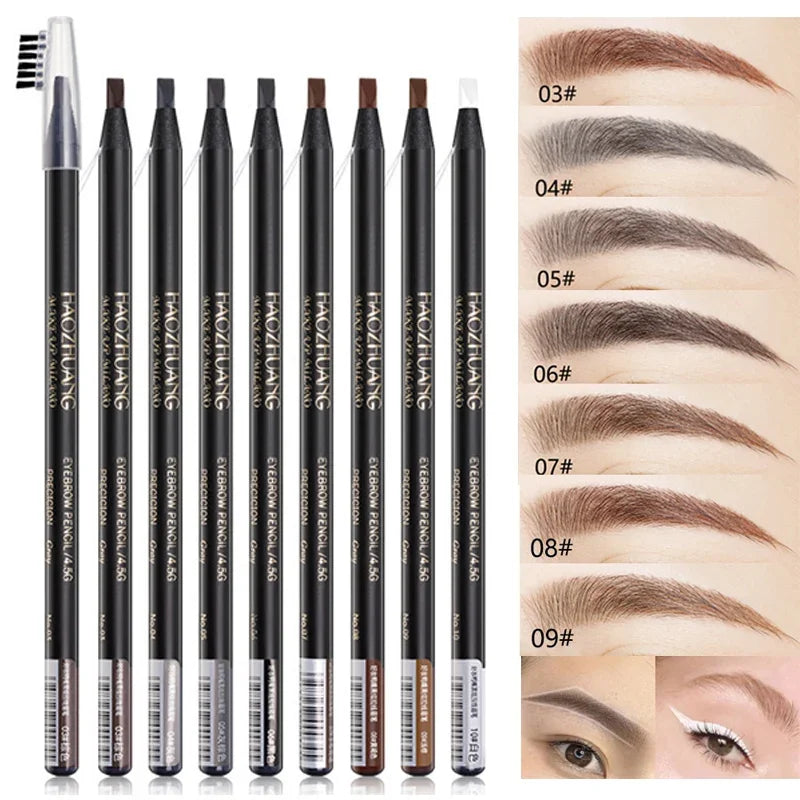 Blushimmer HAOZHUANG waterproof long-lasting eyebrow pencil with soft brush for eyebrows makeup and tattooing, permanent beauty tool