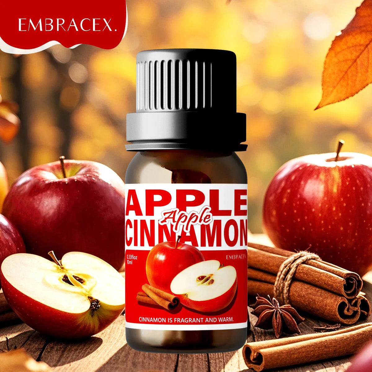 Blushimmer Apple Cinnamon essential oil perfume bottle, 10ml, with a warm, sweet fragrance for aromatherapy, skincare, and hair care.