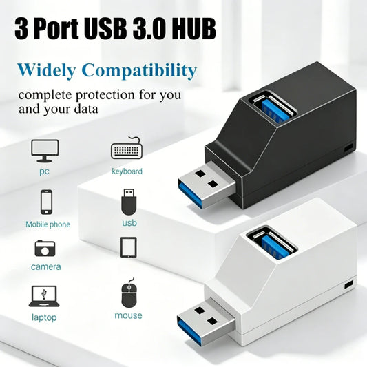 USB 3.0 2.0 Rotatable 3 Ports Hub Splitter,High Speed Data Transfer Multiple Expander for PC Computer Laptop MacBook Accessories