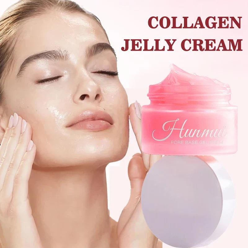 Blushimmer matte finish gel pore base cream with hydrating formula for hiding pores, fine wrinkles, and brightening skin.