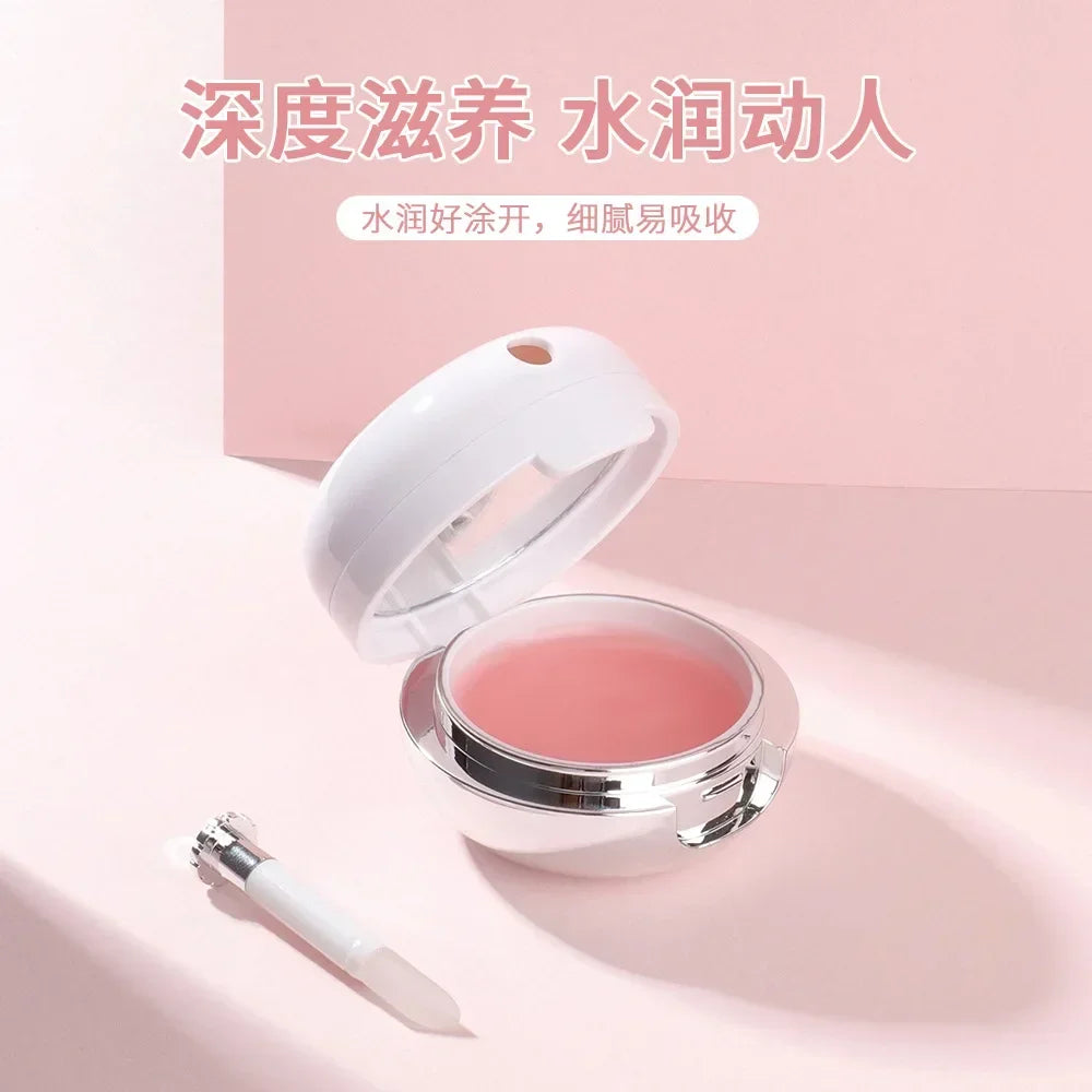 Blushimmer Treechada Rose Sleep Lip Gloss Mask showing a jar of moisturizing, nourishing lip mask with rose scent and smooth texture.