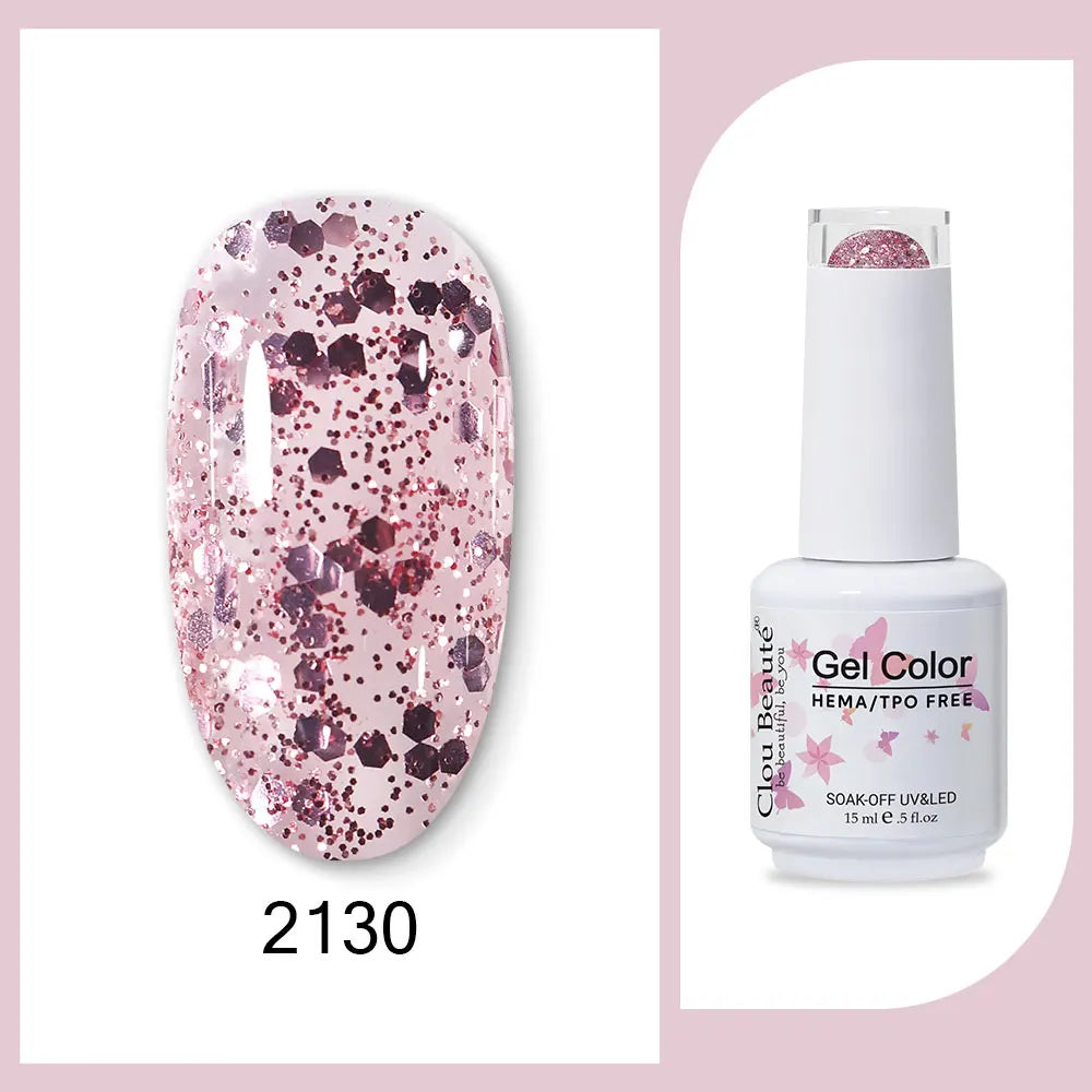 Blushimmer Clou Beaute 15ml neon gel nail polish with red, black, white, green colors and velvet top coat in semi-permanent gel varnish.