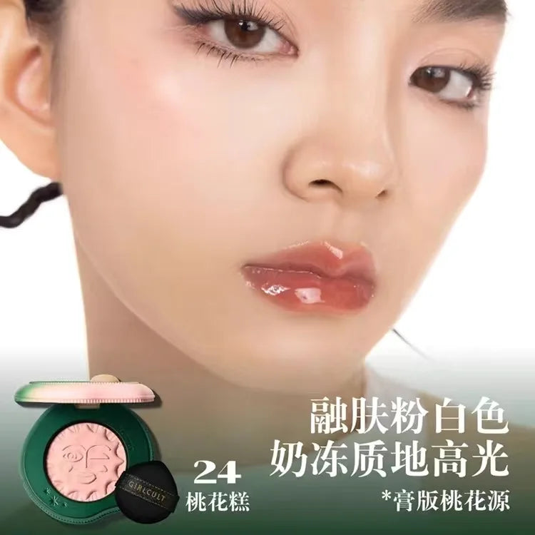 Girlcult Blushimmer Emotional Blush highlighter and matte pressed cheek powder with fine shimmer, cute face makeup for a natural glow
