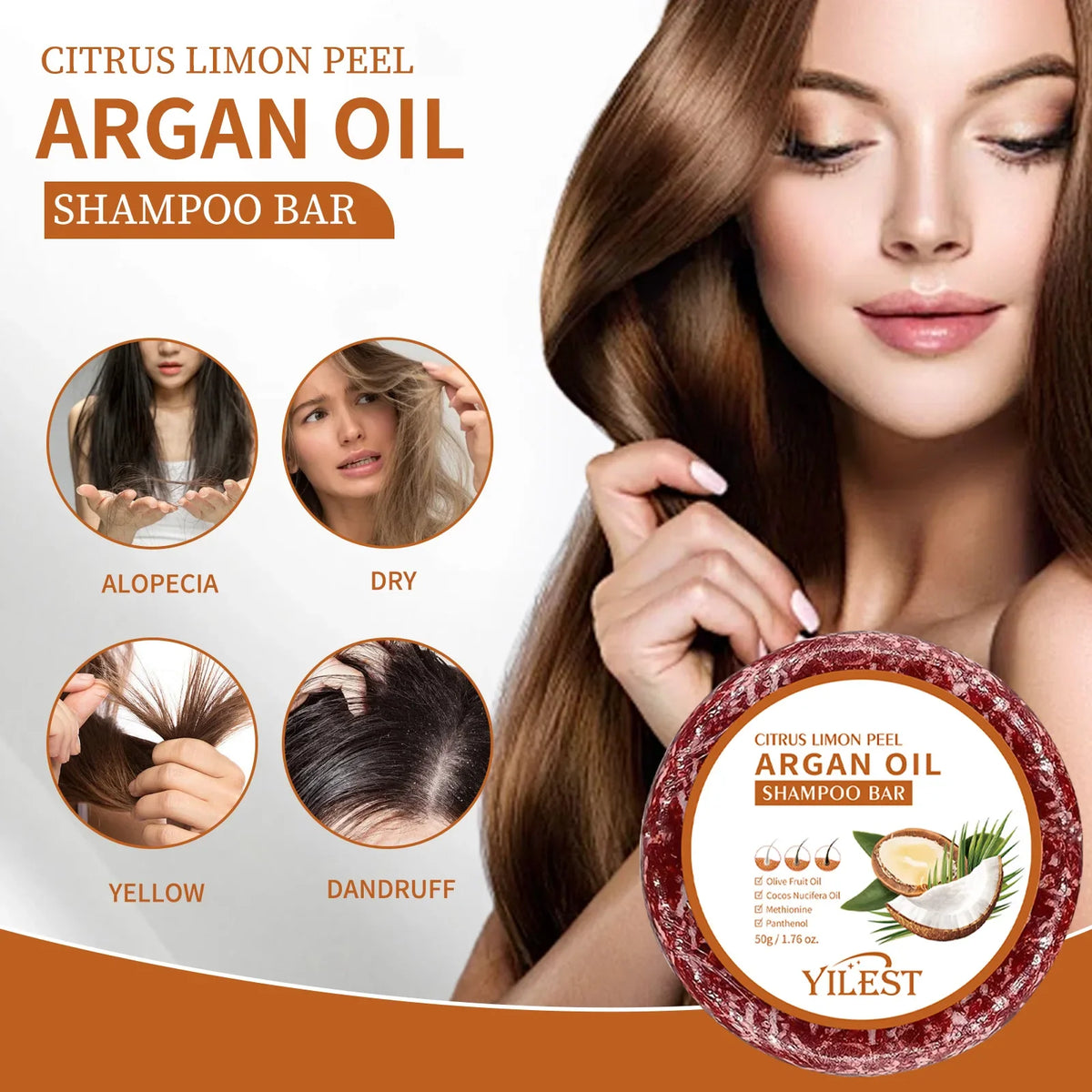 Argan Oil Shampoo Soap Bar Anti Hair Loss Repair Damaged Frizz Argan Oil Scalp Treatment Hair Care for Hair-Gentle Moisturizing